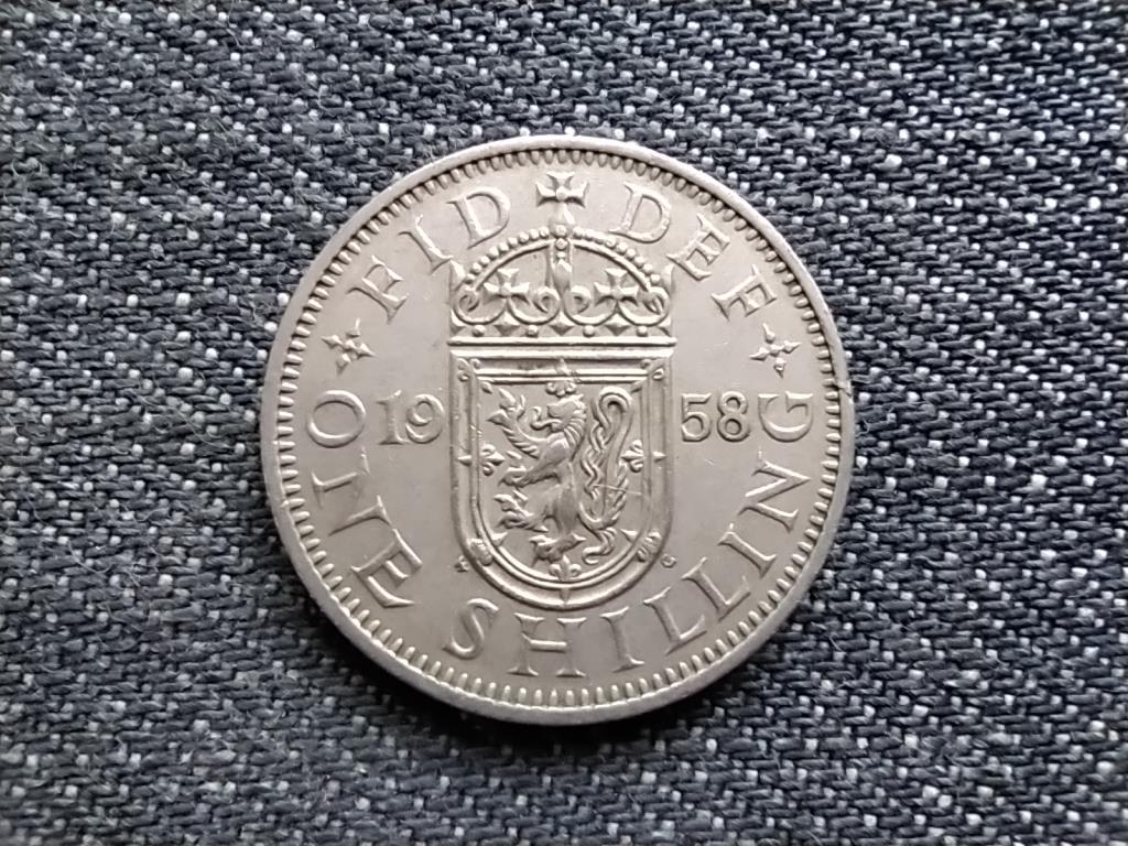 Anglia II. Erzsébet (1952-) skót címerpajzs 1 Shilling 1958