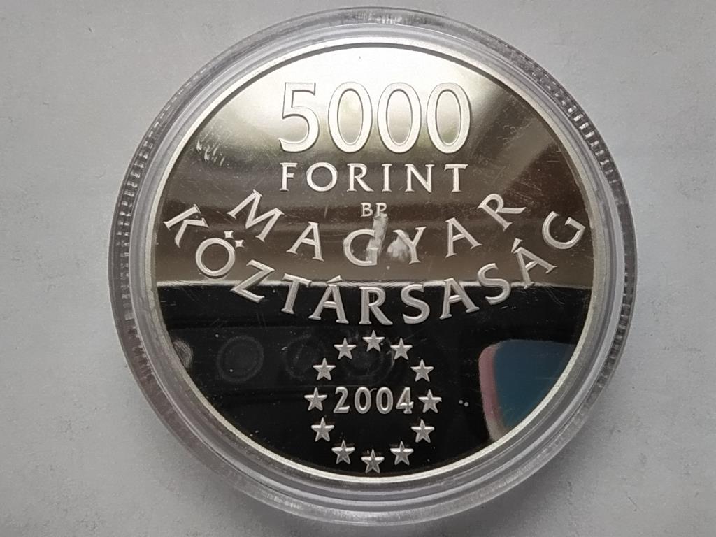 Magyarország az Európai Unio tagja .925 ezüst 5000 Forint 2004 BP PP