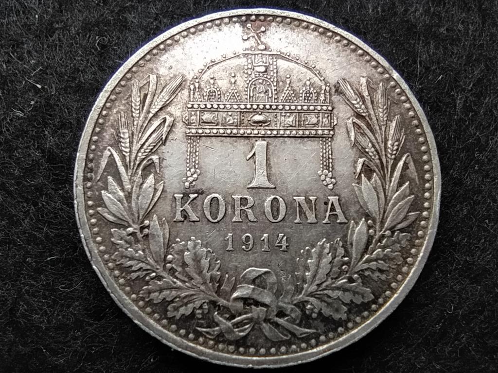Magyarország I. Ferenc József (1848-1916) .835 Ezüst 1 Korona 1914 KB