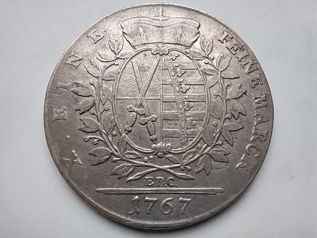 Német Államok Szász Királyság III. Frigyes Ágost (1763-1806) .833 Ezüst 1 konvencióstallér 1767 EDC