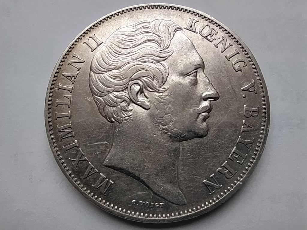 Német Államok Bajorország II. Miksa József (1848-1864) .900 Ezüst 2 gulden 1855