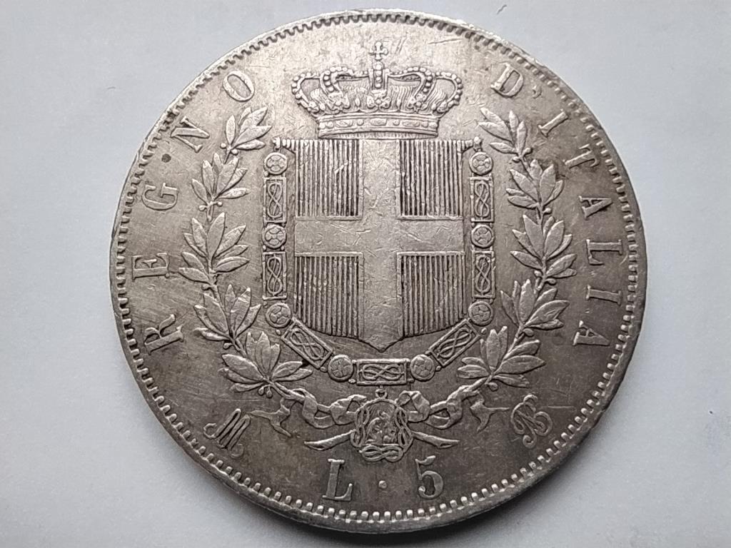 Olaszország II. Viktor Emánuel (1861-1878) .900 ezüst 5 Líra 1872 M
