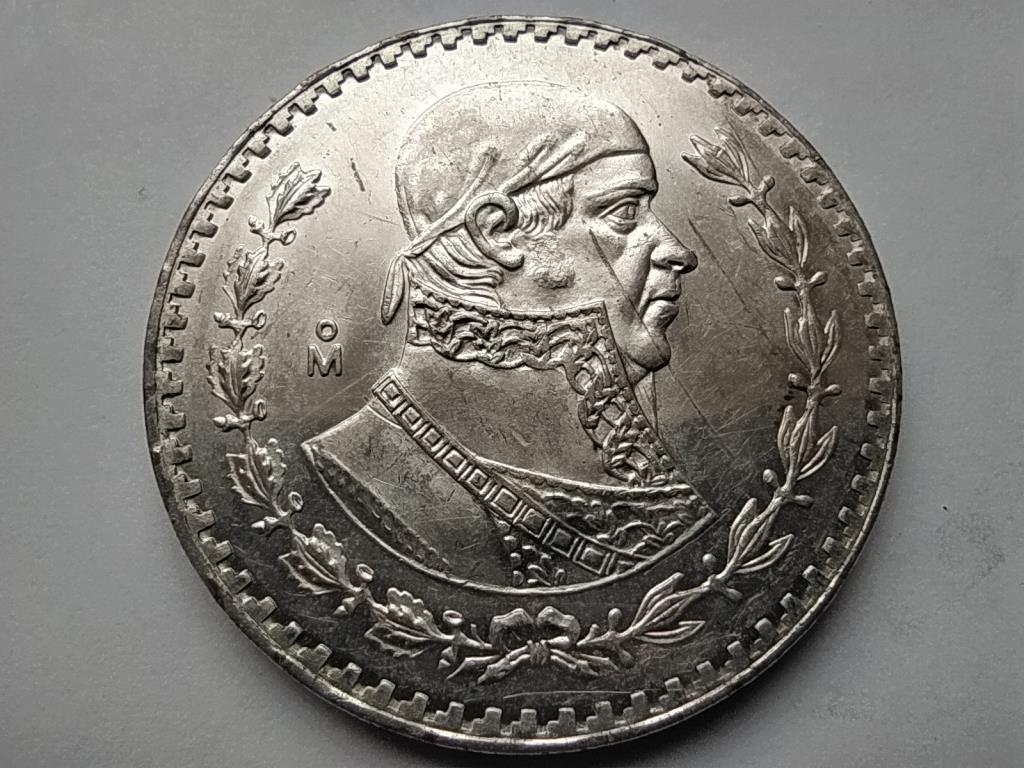 Mexikó Jose Morelos .100 ezüst 1 Pezó 1966 Mo