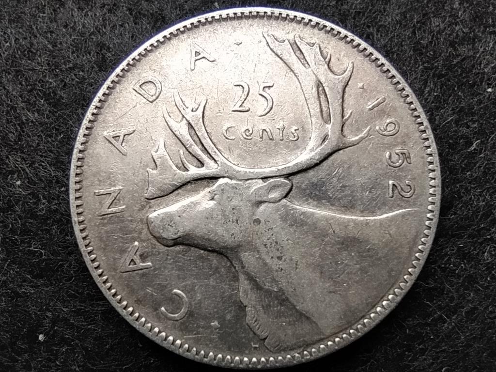 Kanada VI. György .800 ezüst 25 Cent 1952