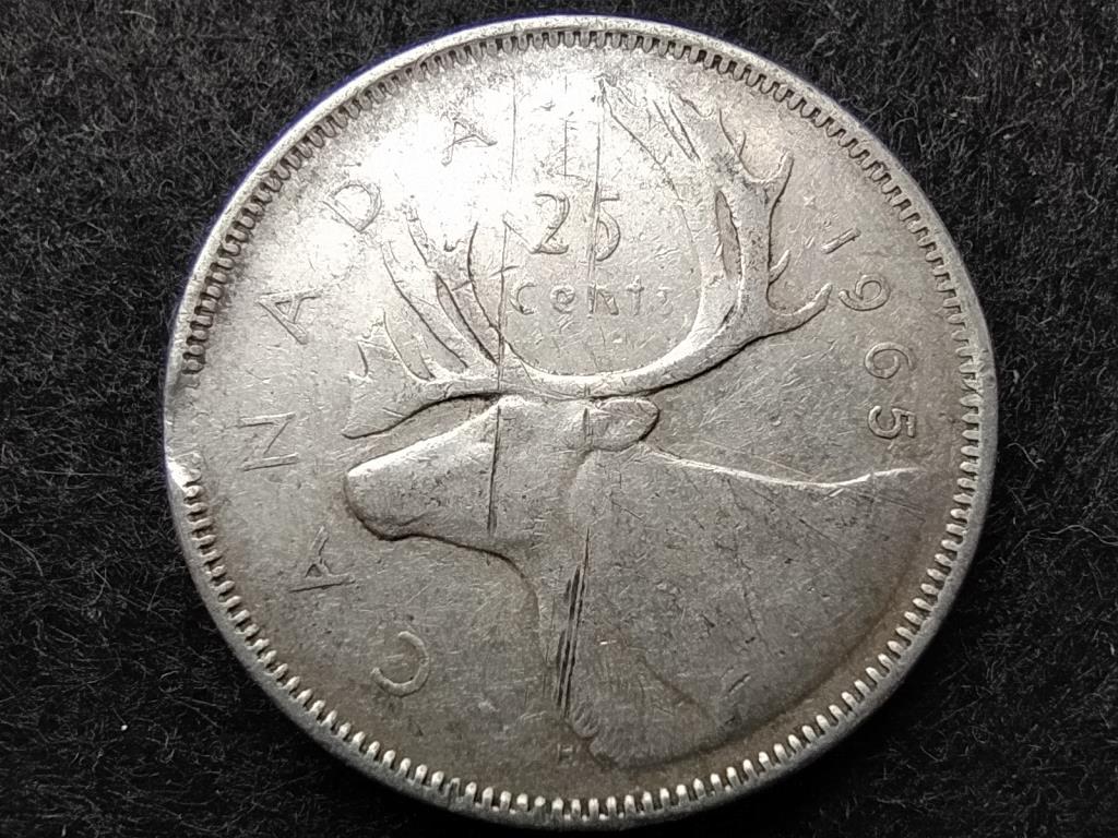 Kanada II. Erzsébet .800 ezüst verdehibás 25 Cent 1965