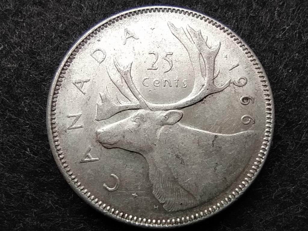 Kanada II. Erzsébet .800 ezüst 25 Cent 1966