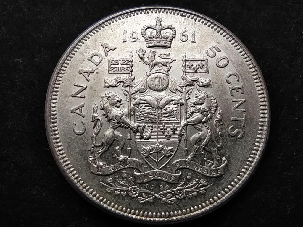 Kanada II. Erzsébet .800 ezüst 50 Cent 1961