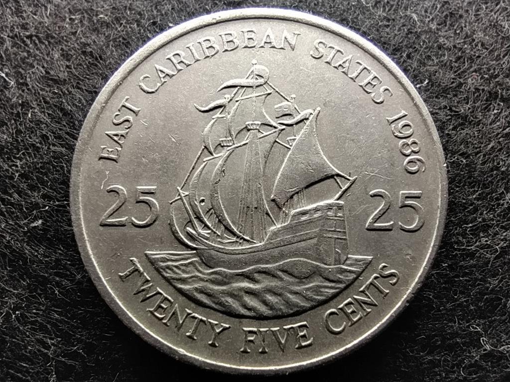 Kelet-karibi Államok Szervezete Golden Hind Drake hajója 25 cent 1986