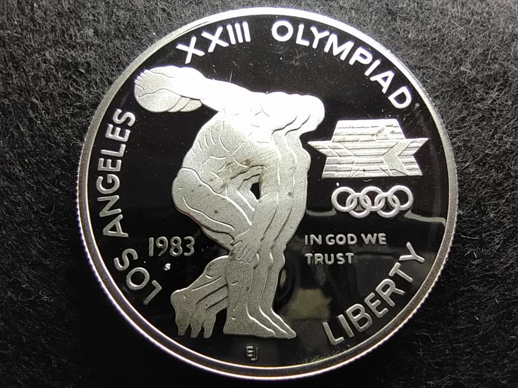 USA Olimpia 1984 Los Angeles diszkoszvetés .900 ezüst 1 Dollár 1983 S PP