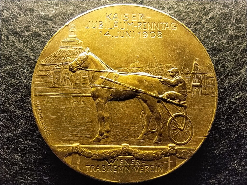 Ferenc József uralkodásának 60. évfordulója bronz érem 1908 13,87g 30mm