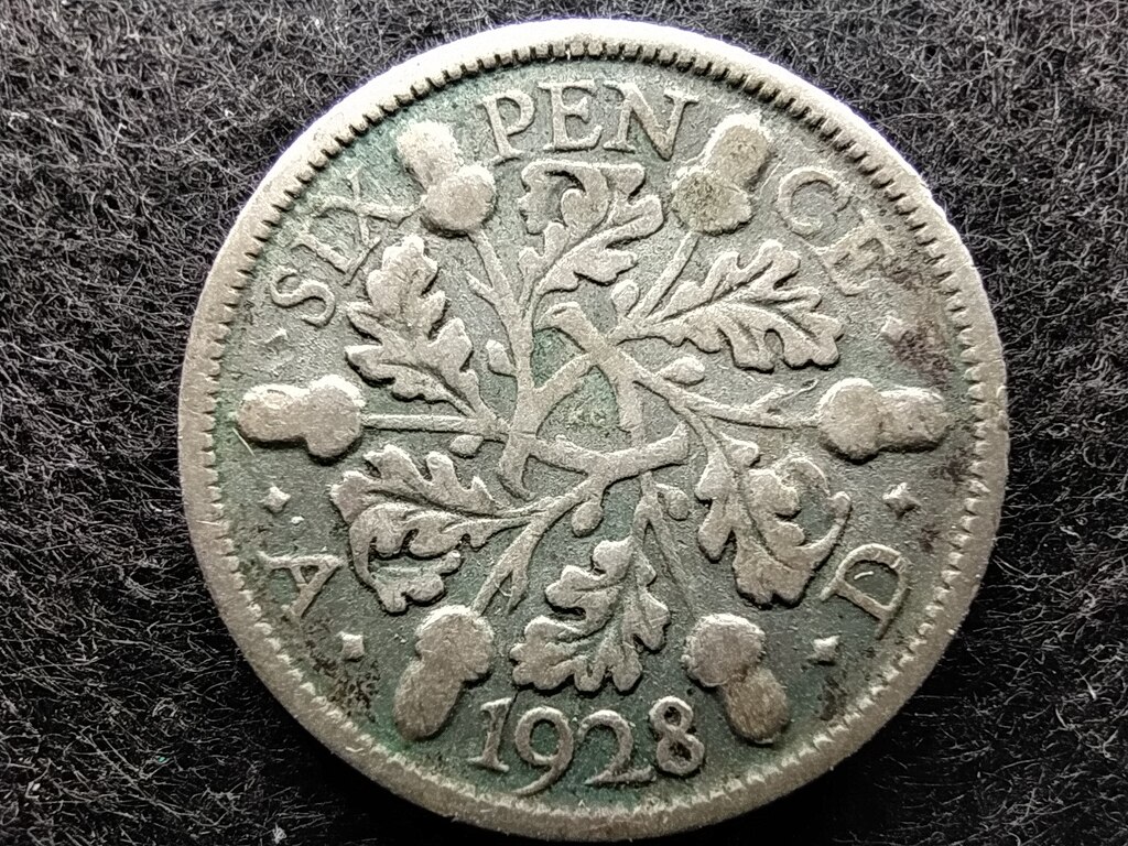 Anglia V. György .500 ezüst 3 Pence 1928 enyhén deformált