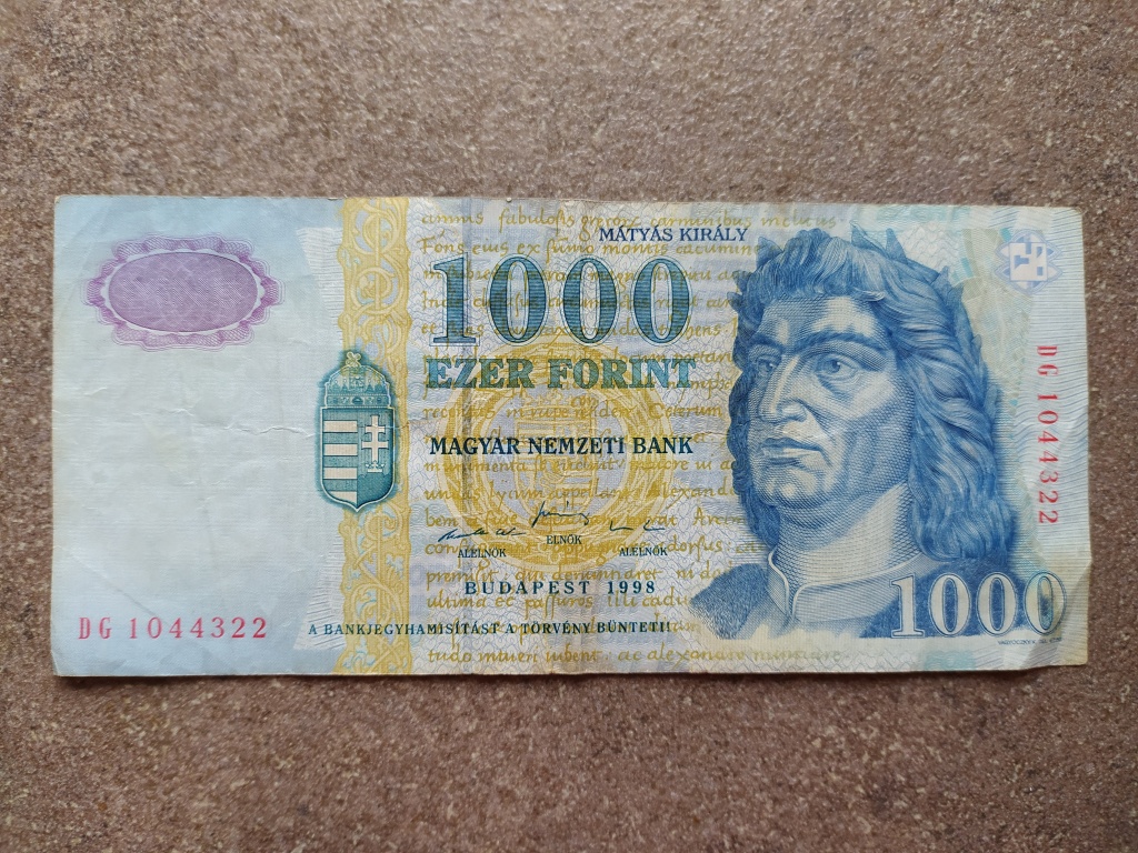 Harmadik Magyar Köztársaság (1989-napjainkig) 1000 Forint ritka DG száriás bankjegy 1998