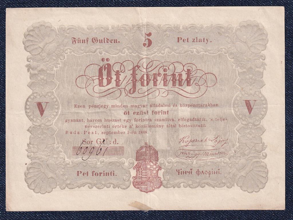 Szabadságharc (1848-1849) Kossuth bankó 5 Forint bankjegy 1848 EXTRA