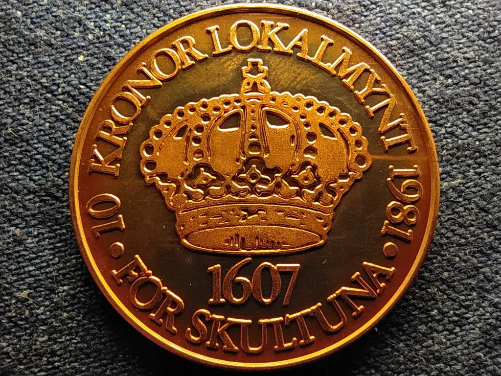 Svédország XI. Károly király 1981 réz 10 korona helyi pénz