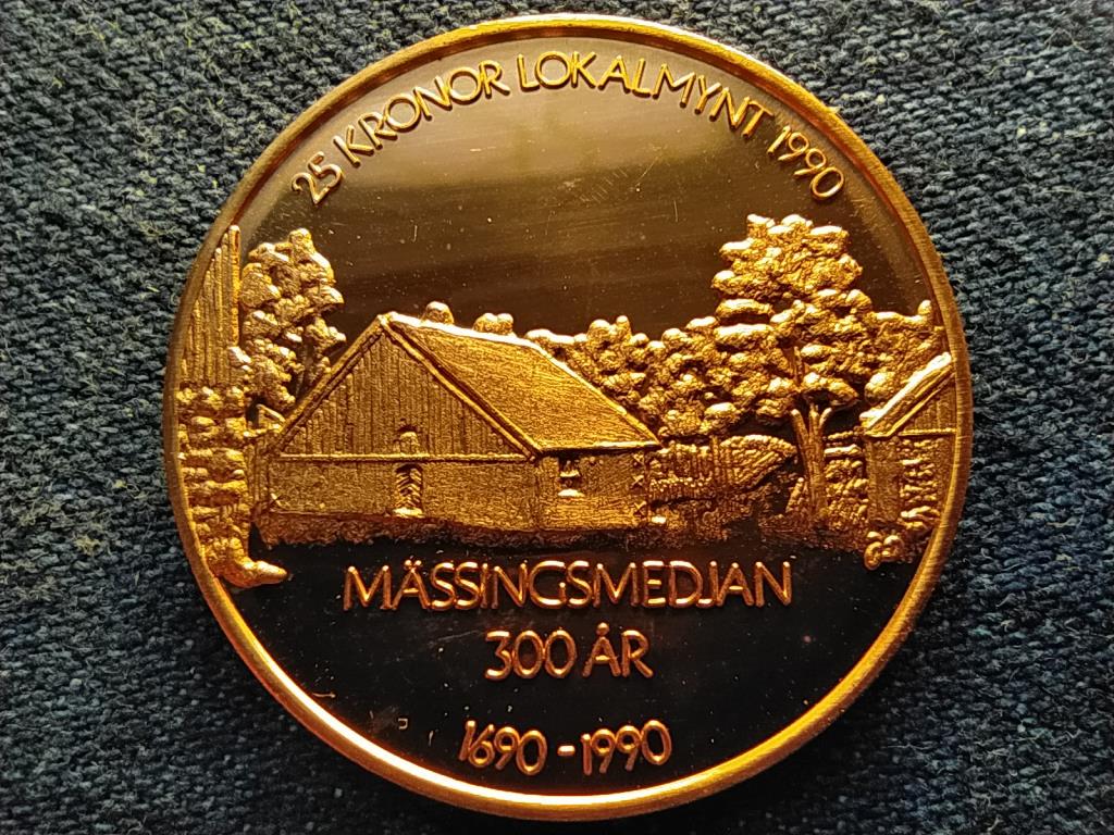Svédország Sárgaréz műves 1890-1990 réz 25 korona helyi pénz