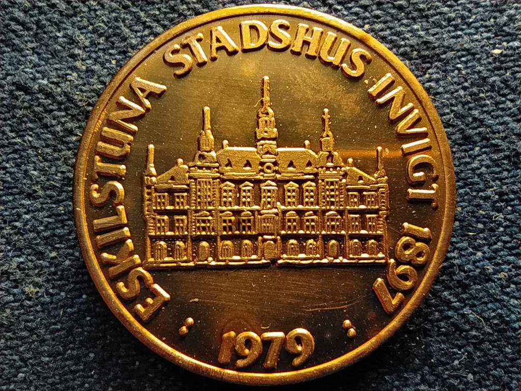 Svédország Eskilstuna-i városháza 1897 réz 10 korona helyi pénz