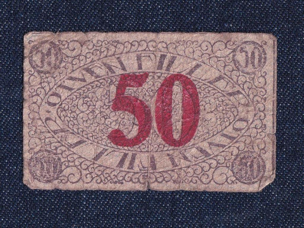 Pécs Szabad Királyi Város Pénztárjegye 50 fillér szükségpénz 1919