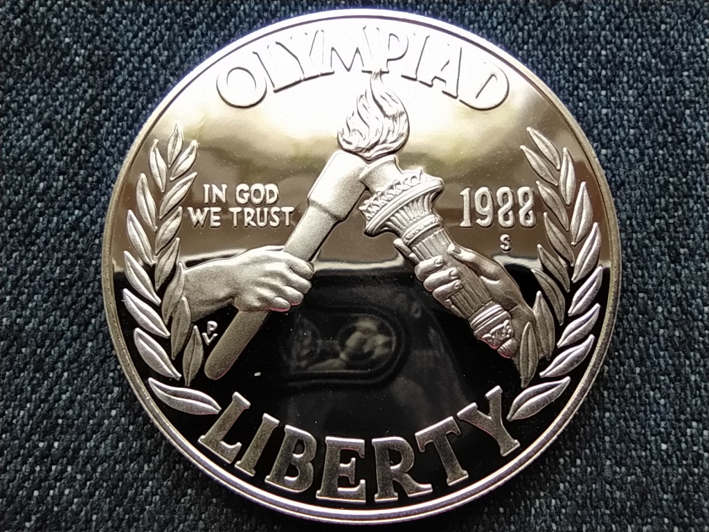 USA Szöuli Olimpia 1988 .900 ezüst 1 Dollár 1988 S PP