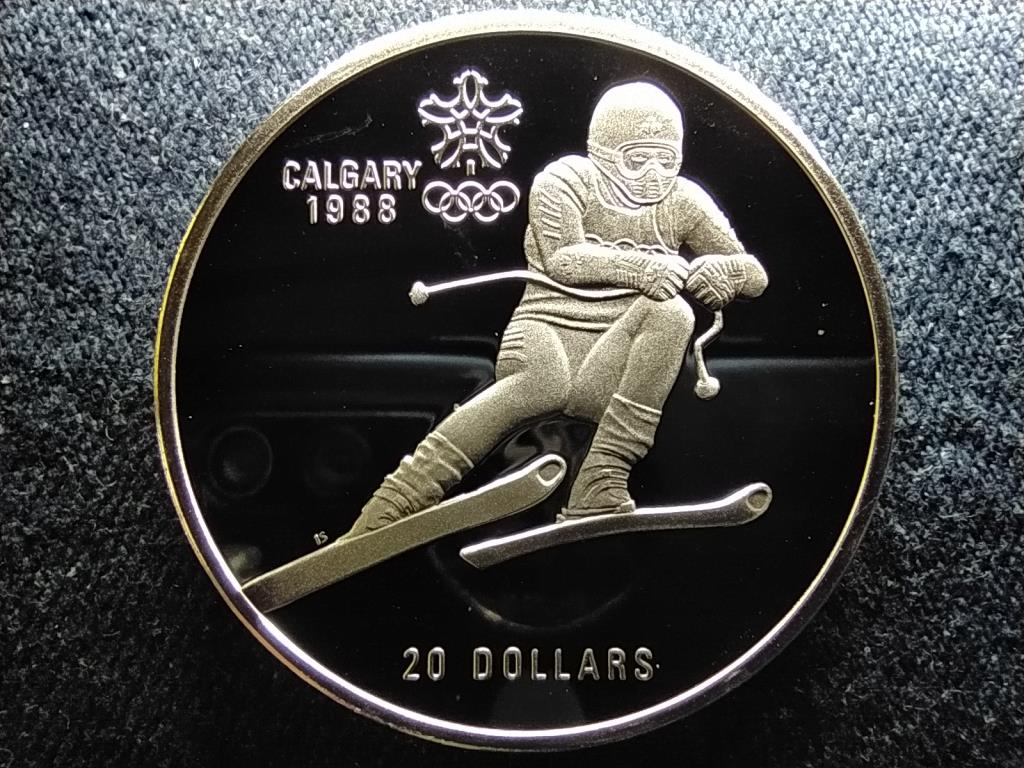 Kanada Téli olimpia Calgary alpesi sí .925 ezüst 20 Dollár 1985 PP