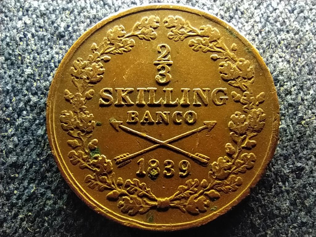 Svédország XIV. Károly János (1818-1844) 2/3 skilling banco 1839