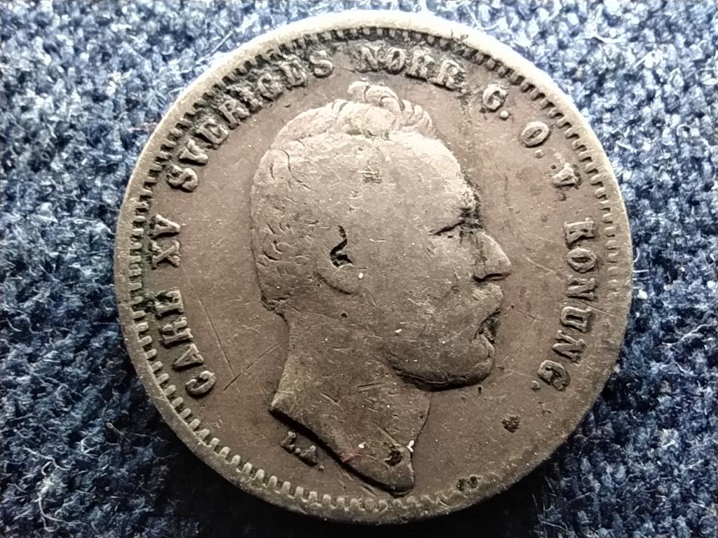Svédország XV. Károly (1859-1872) .750 ezüst 25 Öre 1864 ST