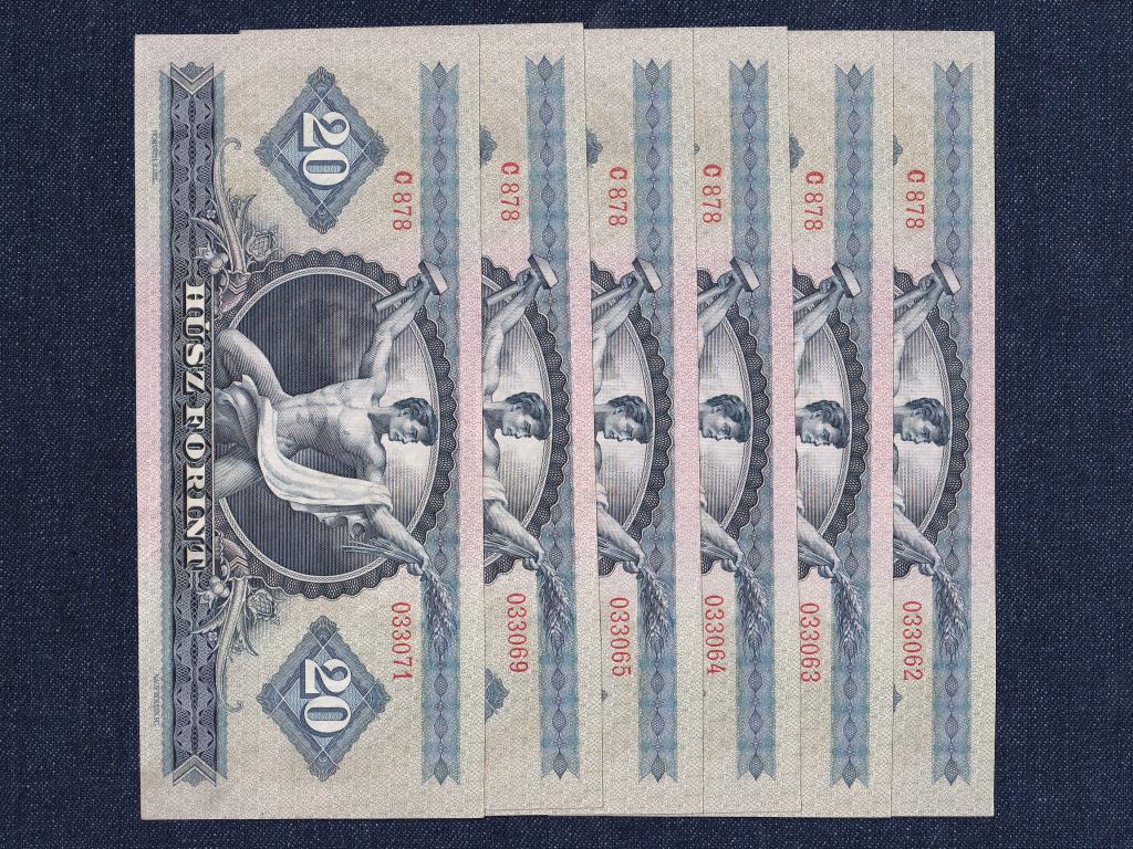 Népköztársaság (1949-1989) 20 Forint bankjegy 1969 Sorszámkövető, -és közeli