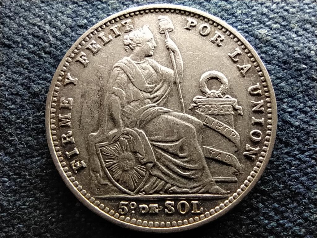 Peru Köztársaság (1822-napjainkig) .900 ezüst 1/5 sol 1916