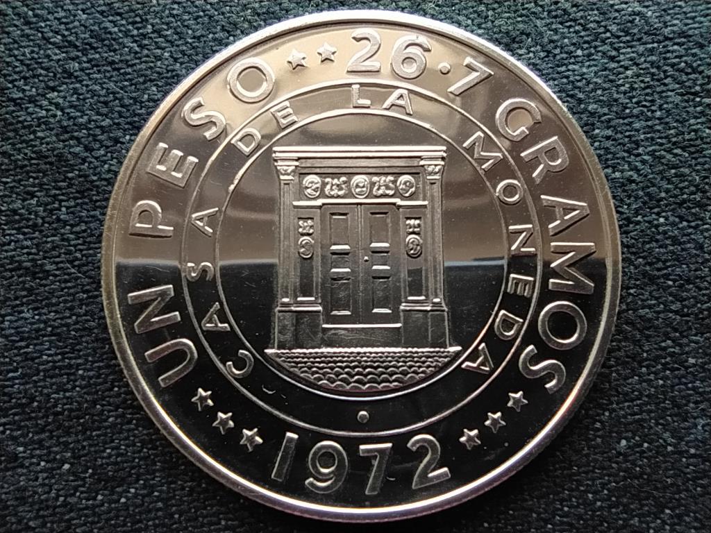 Dominika A Központi Bank 25. évfordulója .900 ezüst 1 pezó 1972  PP