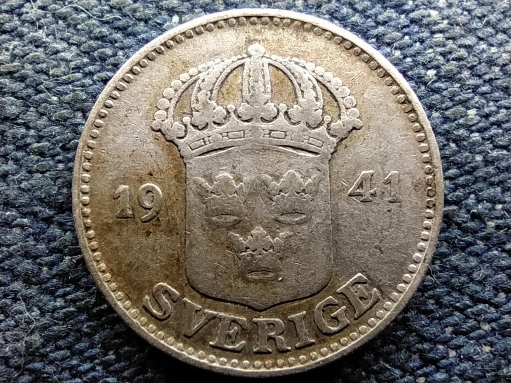 Svédország V. Gusztáv (1907-1950) .600 ezüst 25 Öre 1941 G