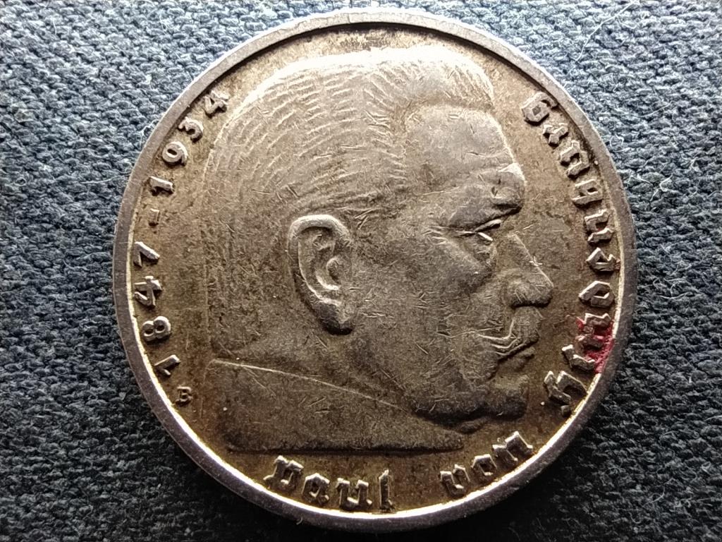 Németország Horogkeresztes .900 ezüst 5 birodalmi márka 1939 B