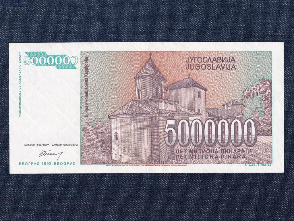 Jugoszlávia 5 millió Dínár bankjegy 1993