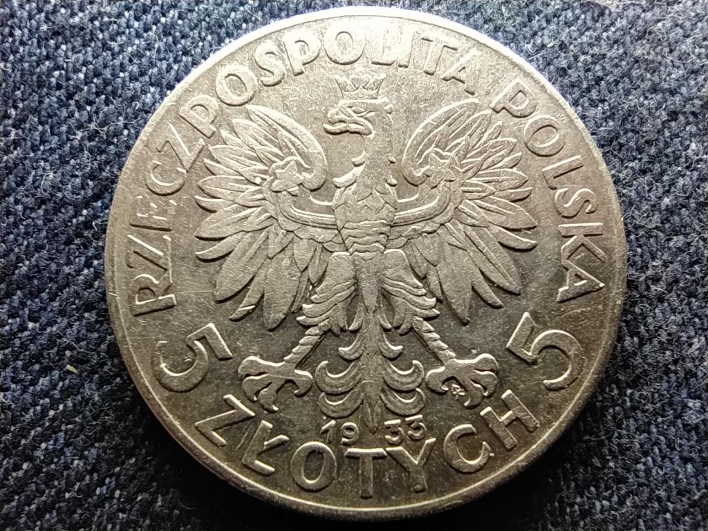 Lengyelország .750 ezüst 5 Zloty 1933 MW 