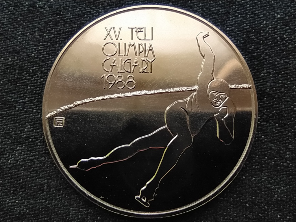 XV. Téli olimpia Calgary 1988 .900 ezüst 500 Forint 1986 BP BU
