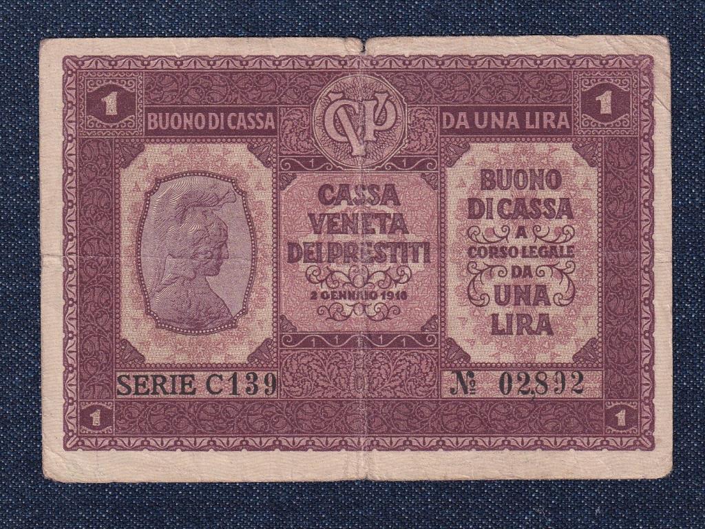 Olaszország Osztrák-magyar megszállás 1 Líra bankjegy 1918 