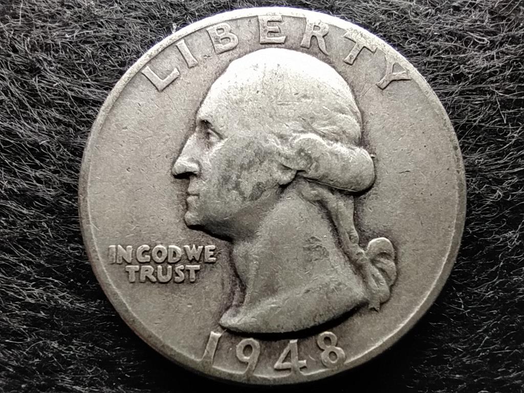 USA Washington silver quarter dollar .900 ezüst 0.25 Dollár 1948 D