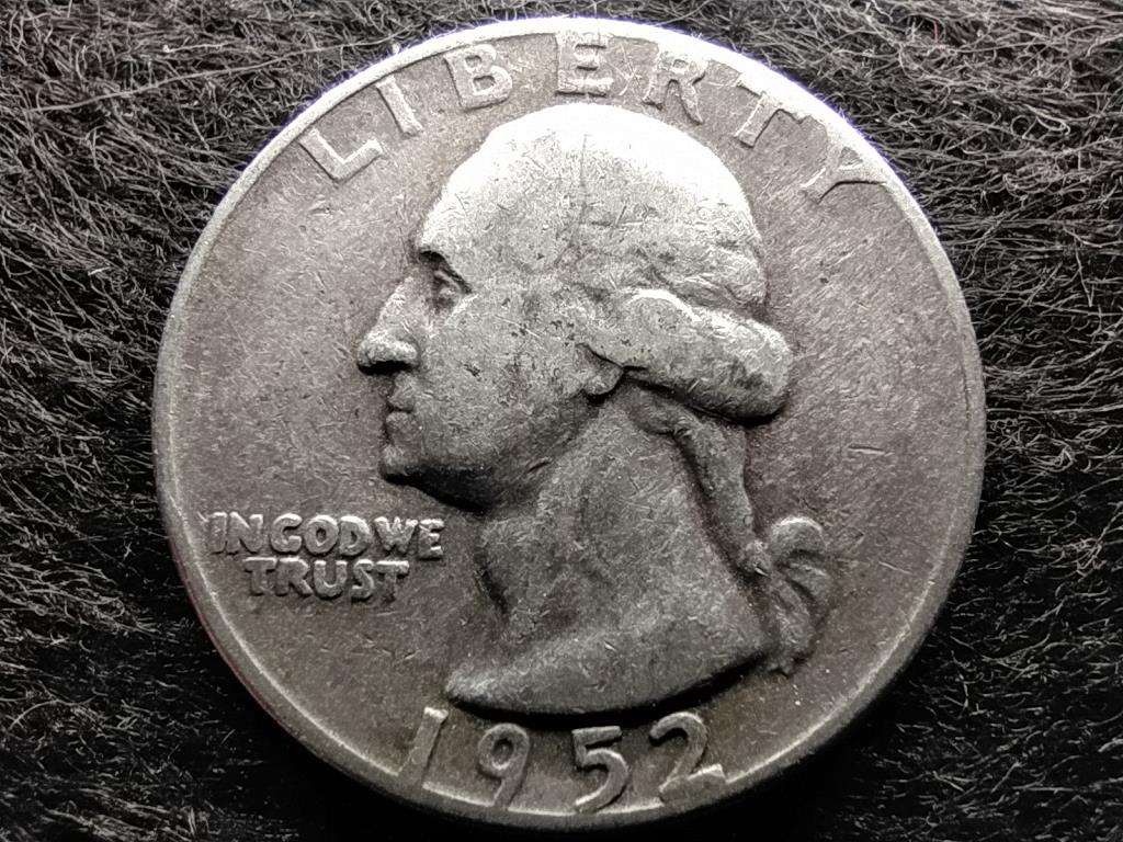USA Washington silver quarter dollar .900 ezüst 0.25 Dollár 1952