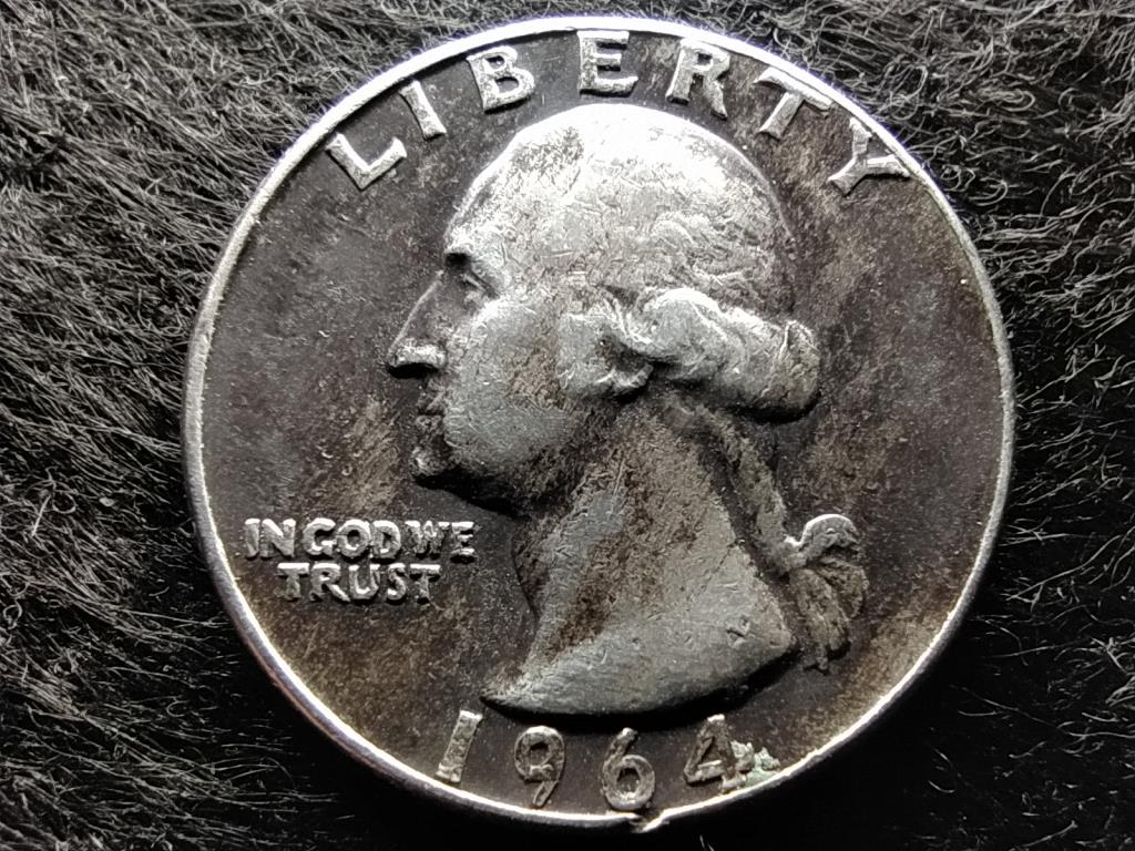 USA Washington silver quarter dollar .900 ezüst 0.25 Dollár 1964