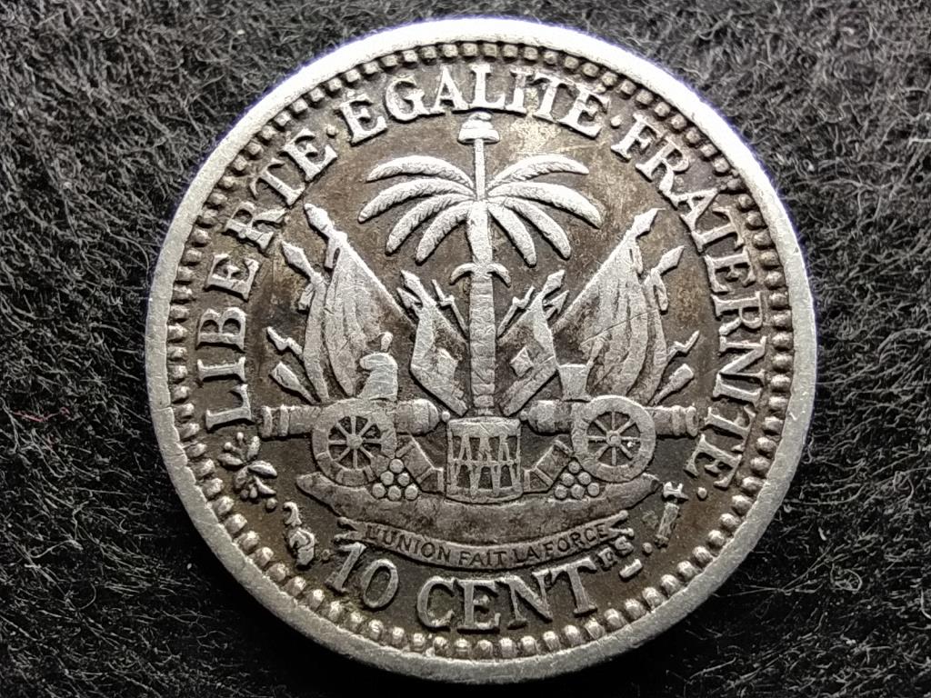 Haiti Első Köztársaság (1859-1957) .835 Ezüst 10 Centimes 1887