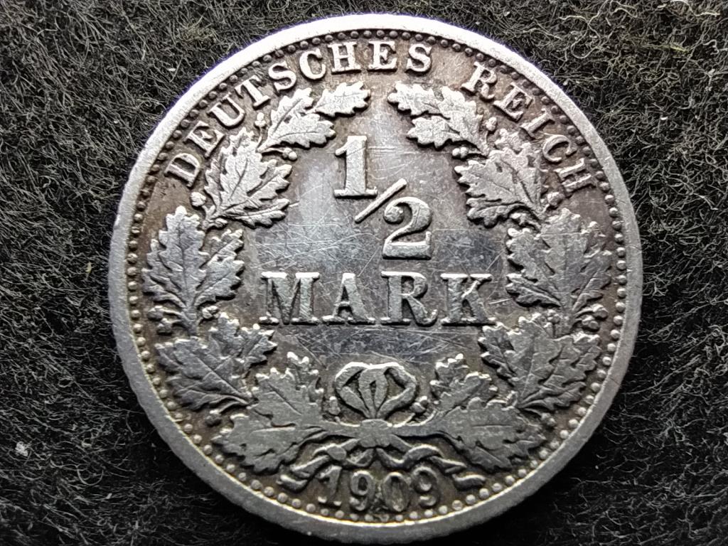 Németország Második Birodalom II. Vilmos (1888-1918) .900 ezüst 1/2 Márka 1909 F