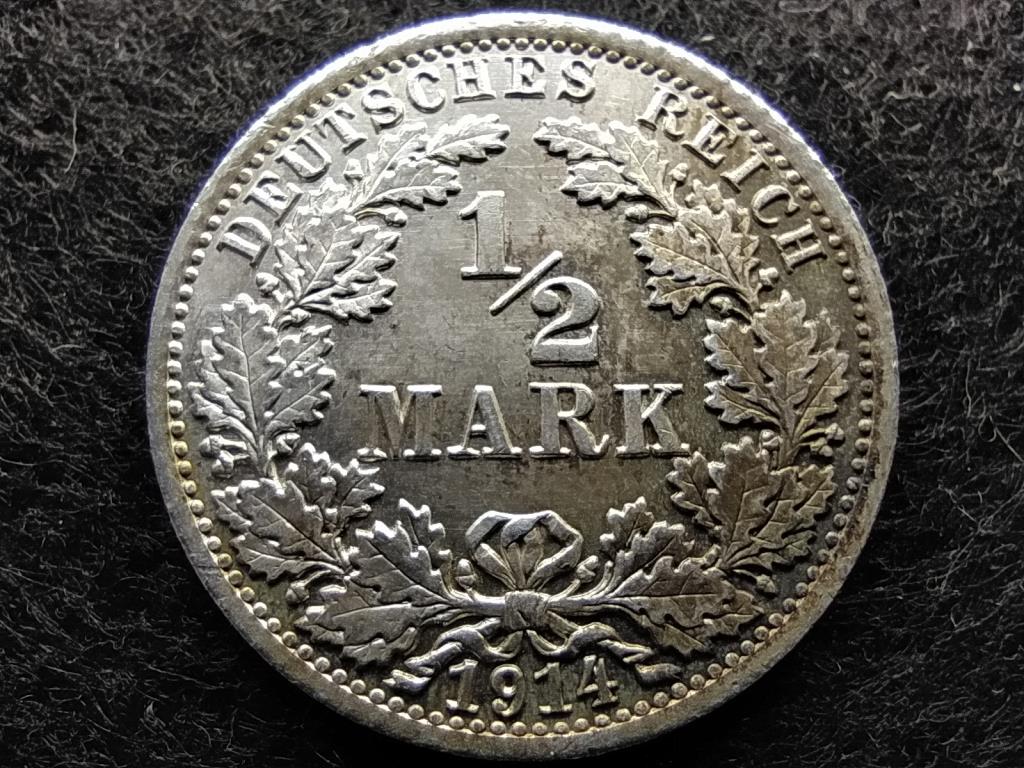 Németország Második Birodalom II. Vilmos (1888-1918) .900 ezüst 1/2 Márka 1914 A
