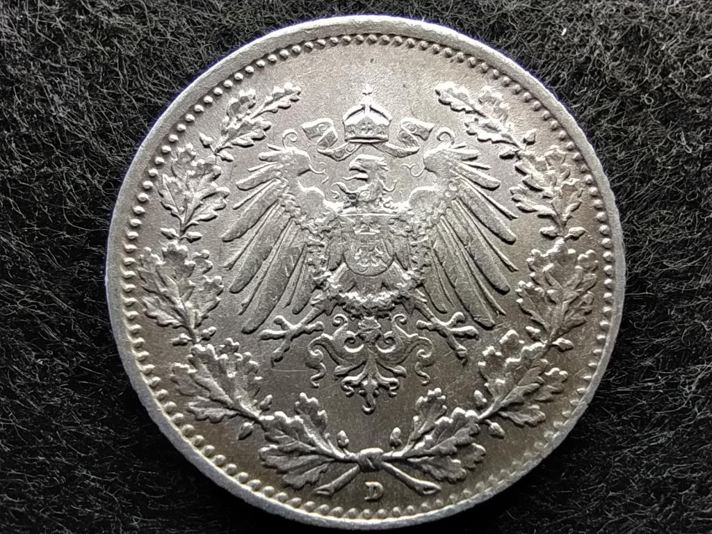 Németország Második Birodalom II. Vilmos (1888-1918) .900 ezüst 1/2 Márka 1915 D