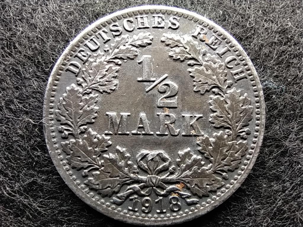 Németország Második Birodalom II. Vilmos (1888-1918) .900 ezüst 1/2 Márka 1918 A