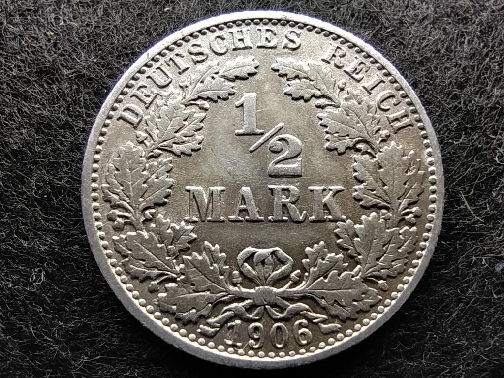 Németország Második Birodalom II. Vilmos (1888-1918) .900 ezüst 1/2 Márka 1906 E