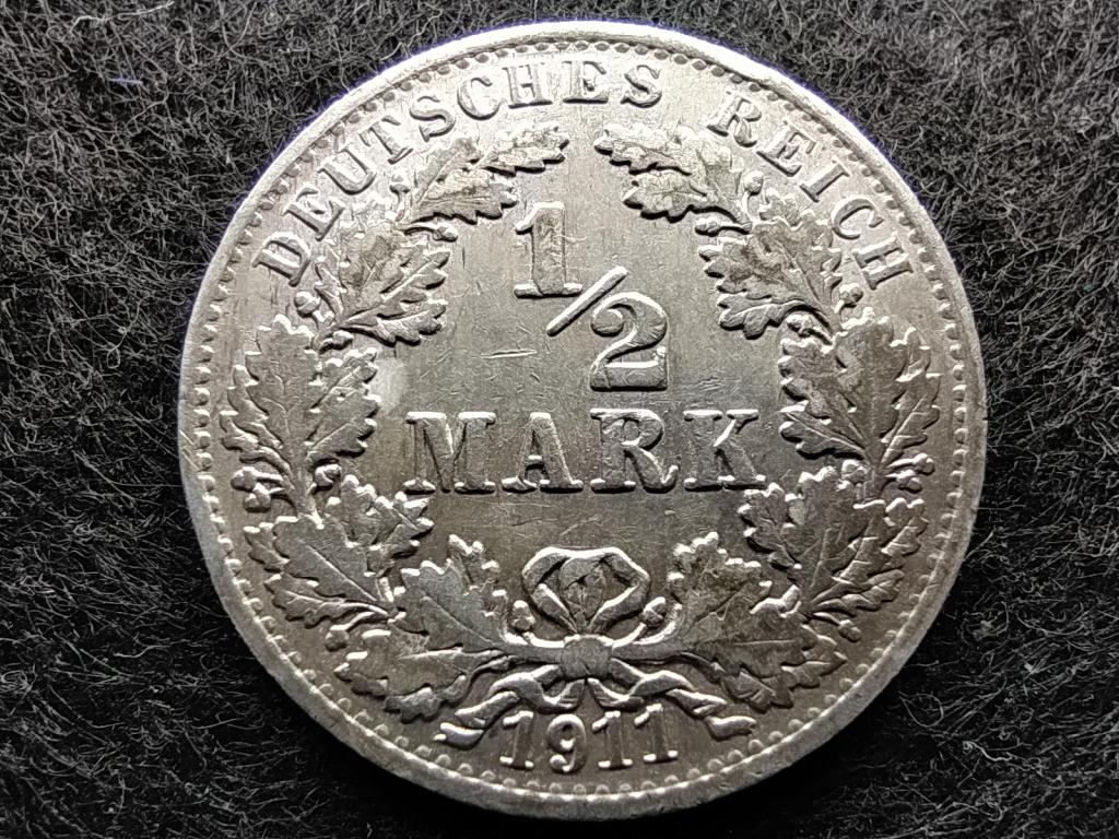 Németország Második Birodalom II. Vilmos (1888-1918) .900 ezüst 1/2 Márka 1911 A