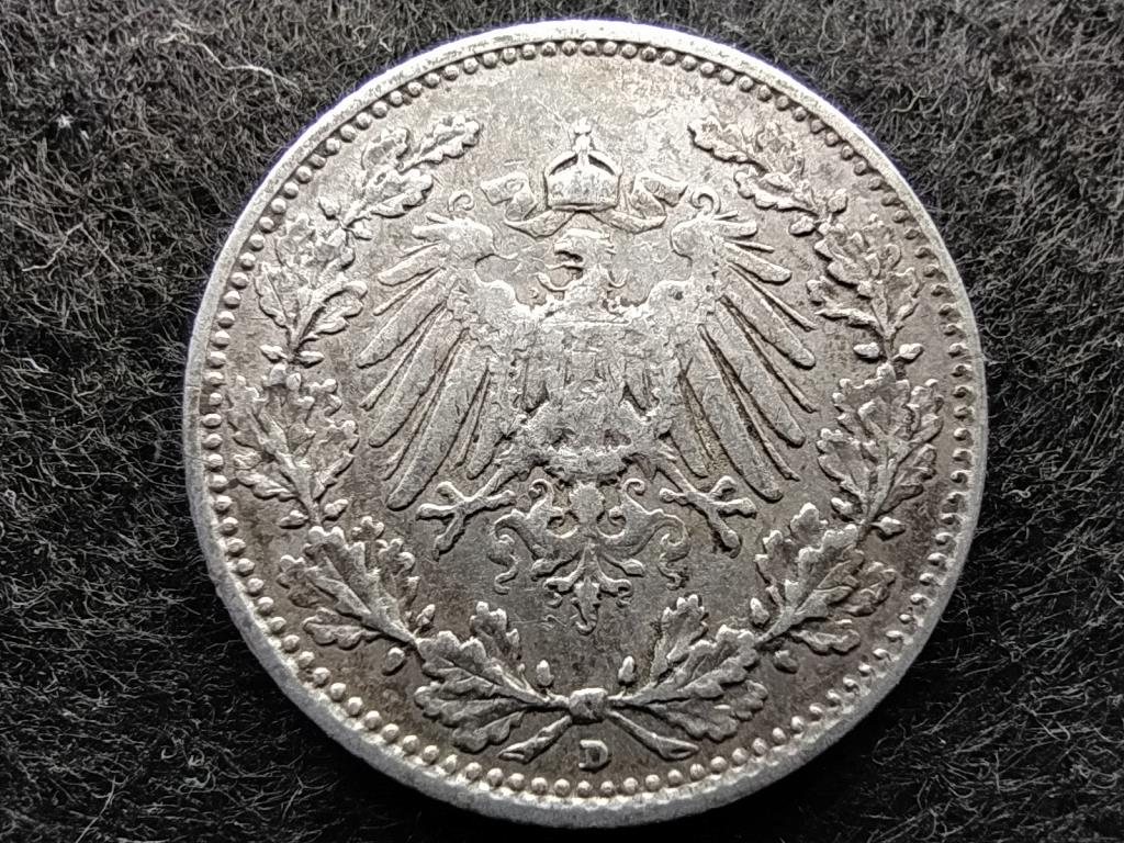 Németország Második Birodalom II. Vilmos (1888-1918) .900 ezüst 1/2 Márka 1913 D