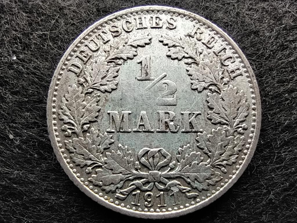 Németország Második Birodalom II. Vilmos (1888-1918) .900 ezüst 1/2 Márka 1911 D