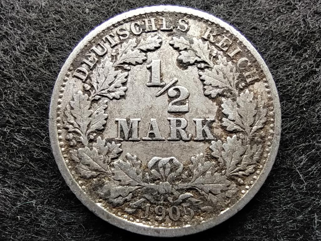 Németország Második Birodalom II. Vilmos (1888-1918) .900 ezüst 1/2 Márka 1905 F