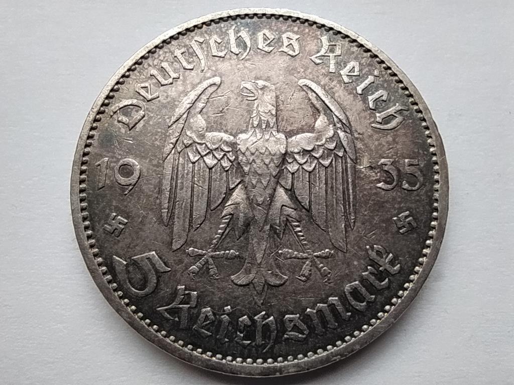 Németország Potsdam Templomos .900 ezüst 5 birodalmi márka 1935 F