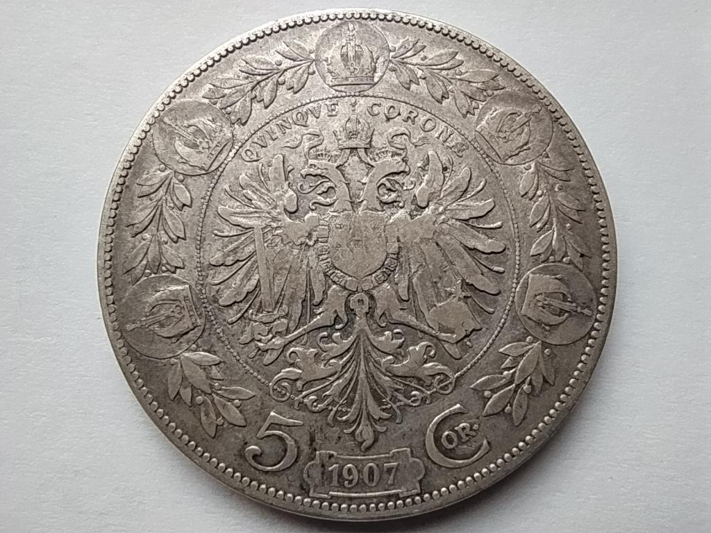 Ausztria Ferenc József (1848-1916) .900 ezüst 5 Korona 1907