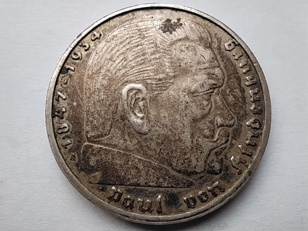 Németország Horogkeresztes .900 ezüst 5 birodalmi márka 1939 A